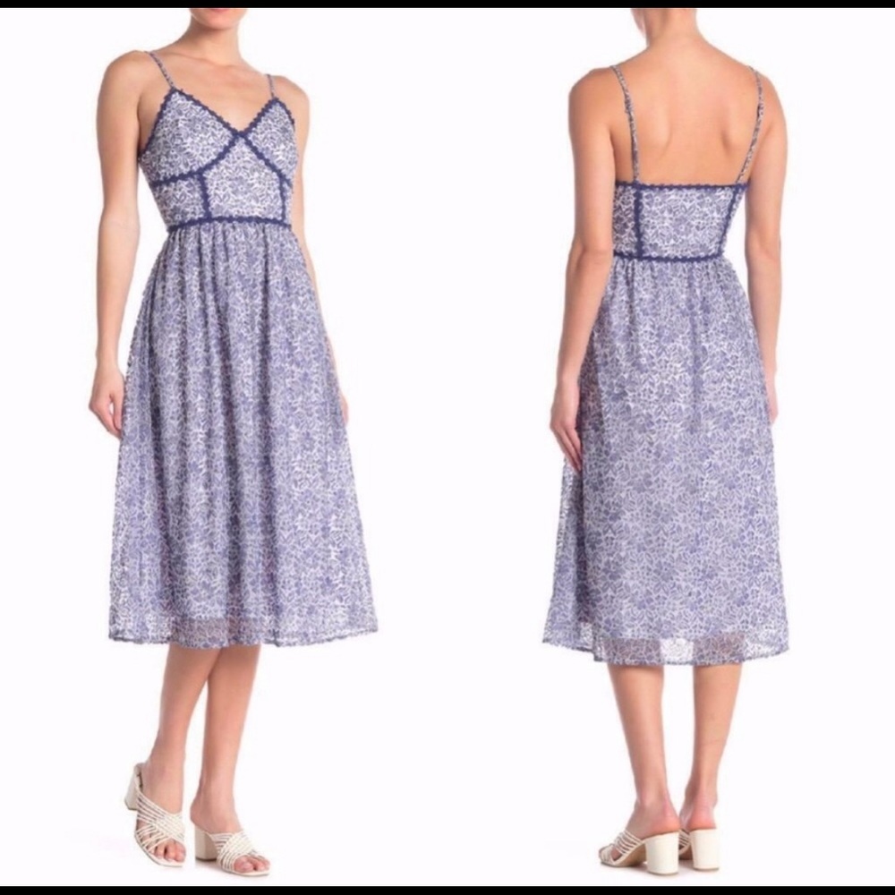 Nordstrom Prairie Blue Lace Midi Dress 12